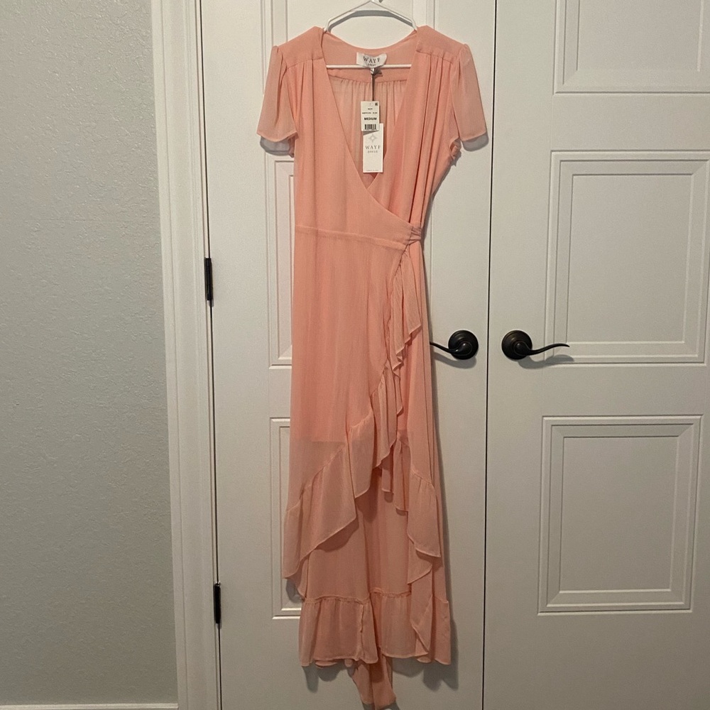 Wayf pink wrap dress